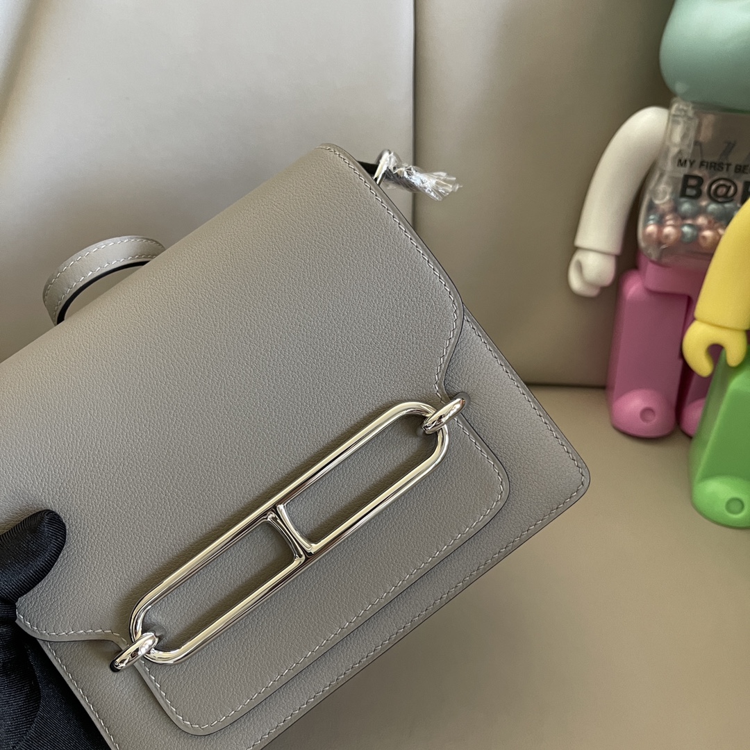 Hermès Pig nose roulis 19cm evercolor leather M8 pitch gray silver buckle absolutely beautiful