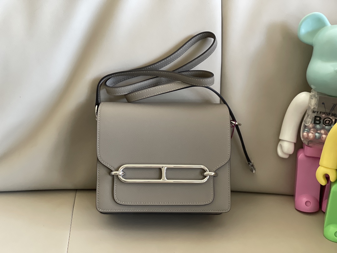 Hermès Pig nose roulis 19cm evercolor leather M8 pitch gray silver buckle absolutely beautiful