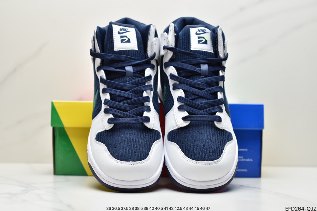 390 Nike SB Dunk High”Sport Specialties” 白绿海军蓝灯芯绒 DH0953-400