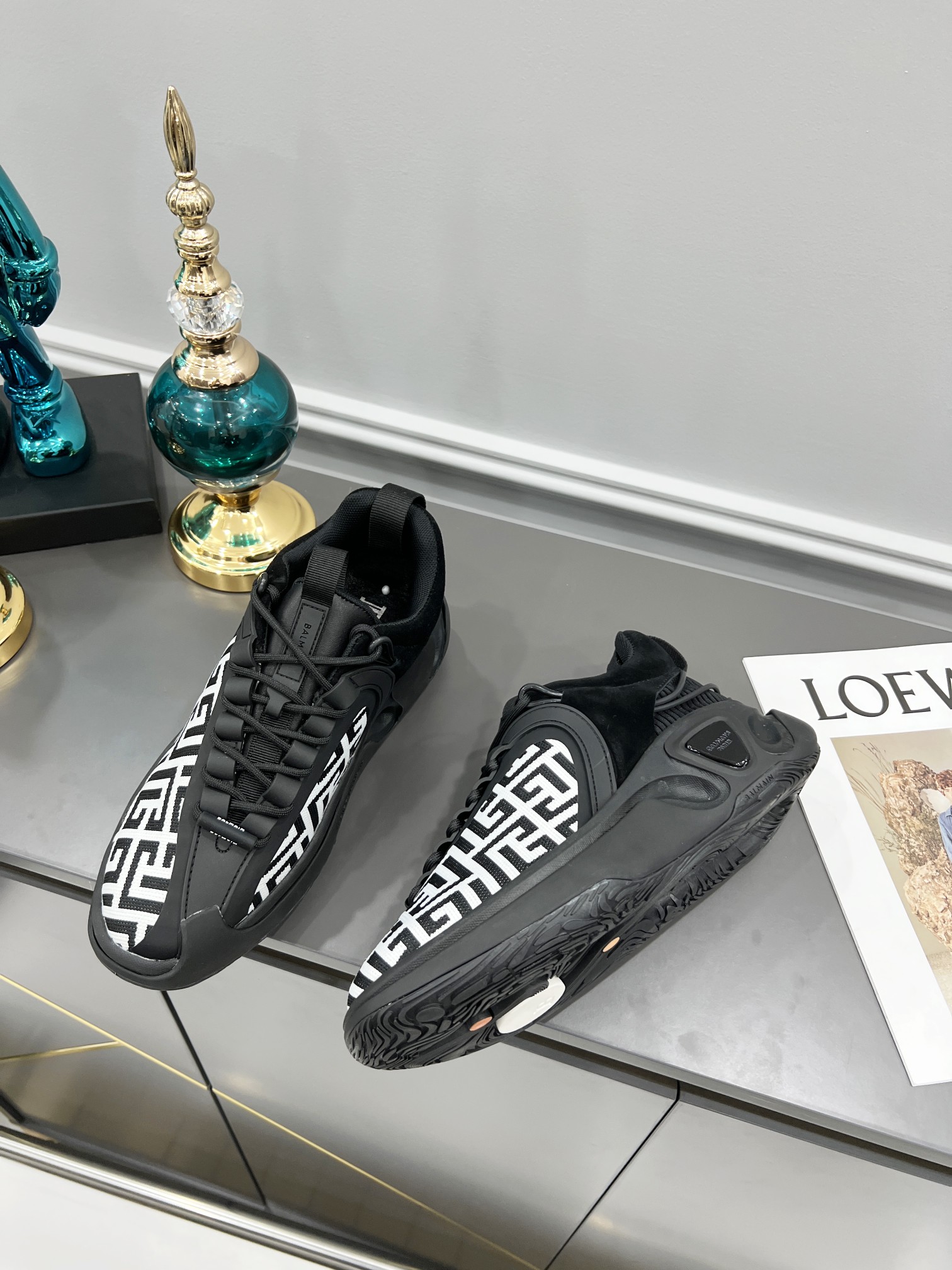 IT’S $800 FOR MEN. BALMAIN/BALMAN NEW B-RUNNER SCROLLING THREAD NEW SNEAKERS MALE 40-45 - 图片 3