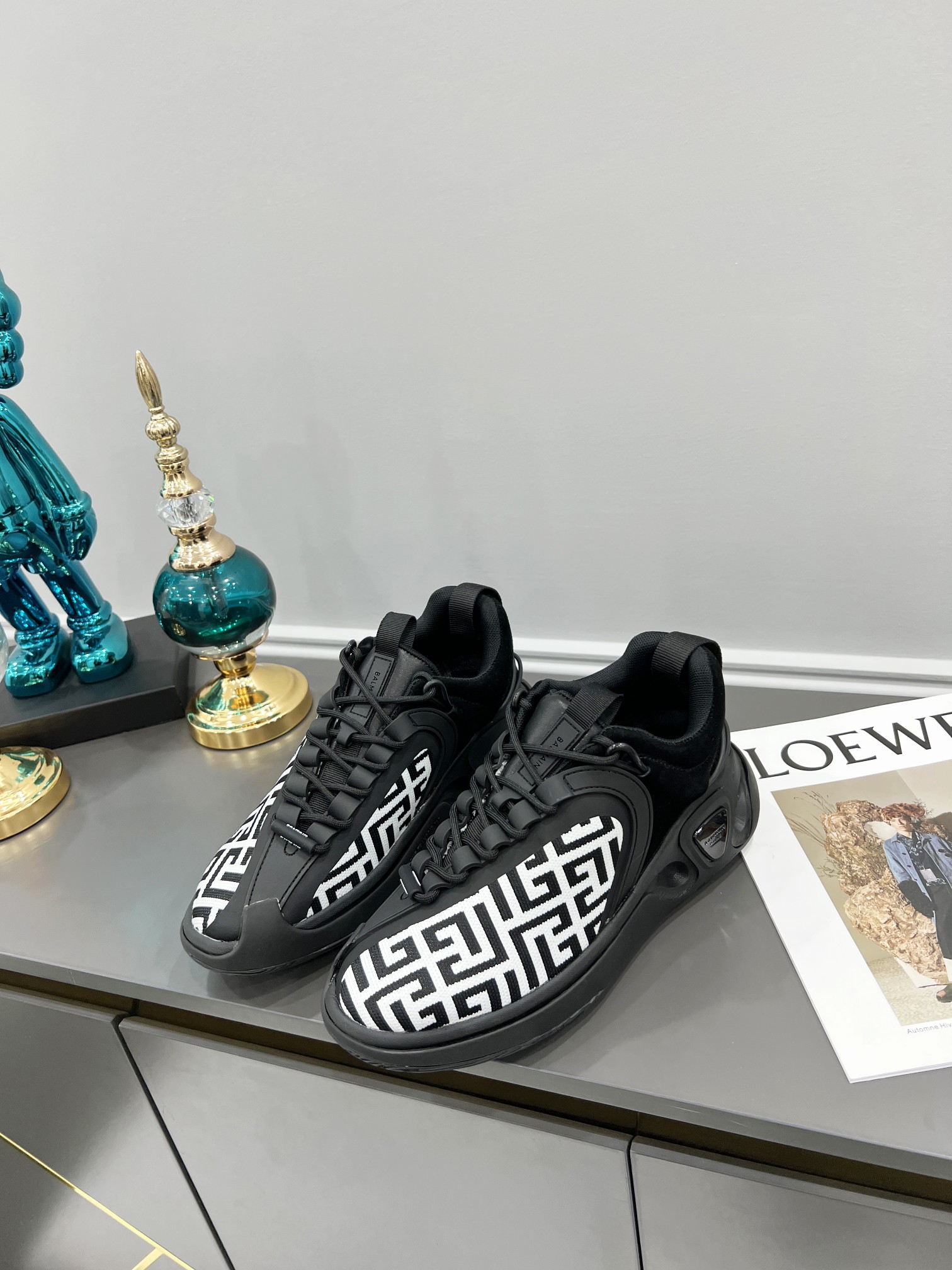 IT’S $800 FOR MEN. BALMAIN/BALMAN NEW B-RUNNER SCROLLING THREAD NEW SNEAKERS MALE 40-45 - 图片 4