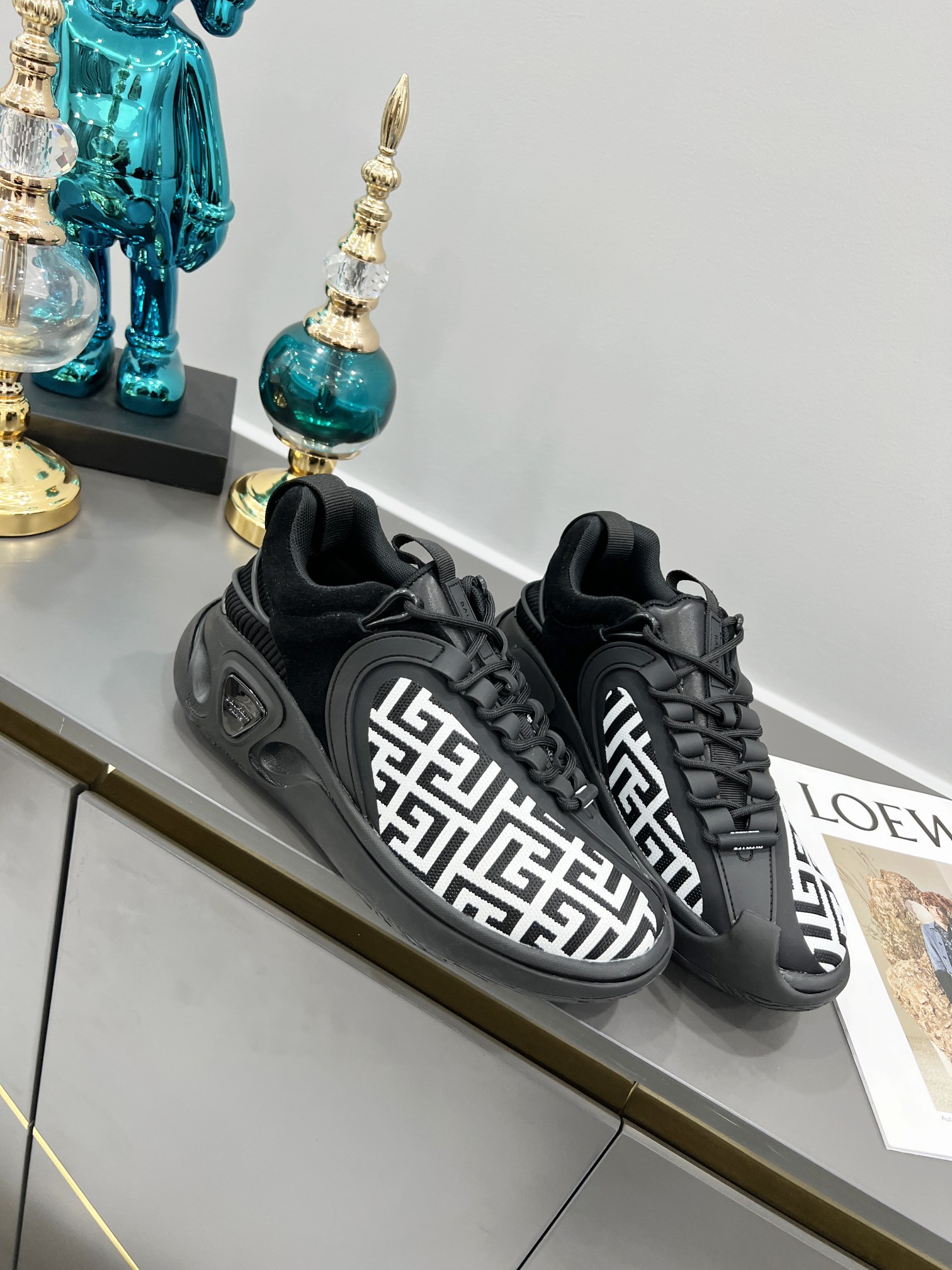 IT’S $800 FOR MEN. BALMAIN/BALMAN NEW B-RUNNER SCROLLING THREAD NEW SNEAKERS MALE 40-45 - 图片 5