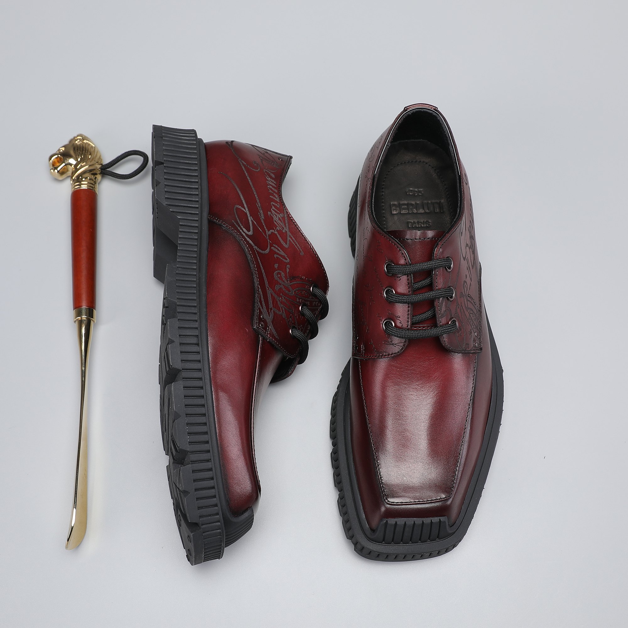 Berluti/Berluti 2021 nueva llegada Material de piel de vacuno importado hecho a mano por frotamiento
