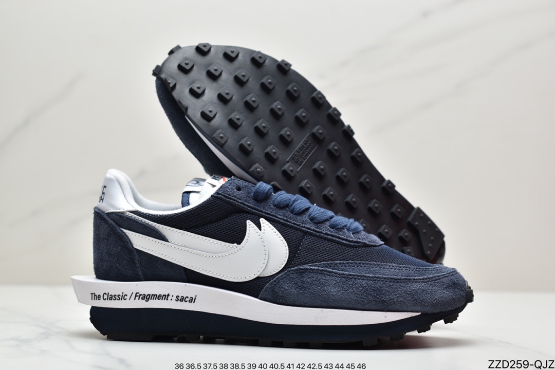 250 Fragment Design x Sacai x NIKE LDWaffle 联名重叠设计前卫华夫变形休闲慢跑鞋 DH2684-001