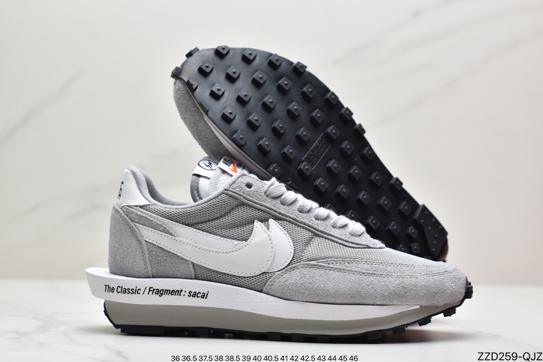 250 Fragment Design x Sacai x NIKE LDWaffle 联名重叠设计前卫华夫变形休闲慢跑鞋 DH2684-001