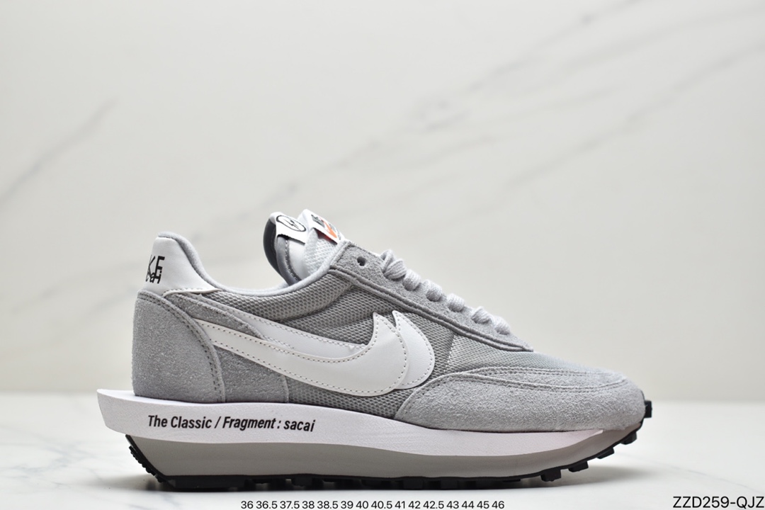 250 Fragment Design x Sacai x NIKE LDWaffle 联名重叠设计前卫华夫变形休闲慢跑鞋 DH2684-001