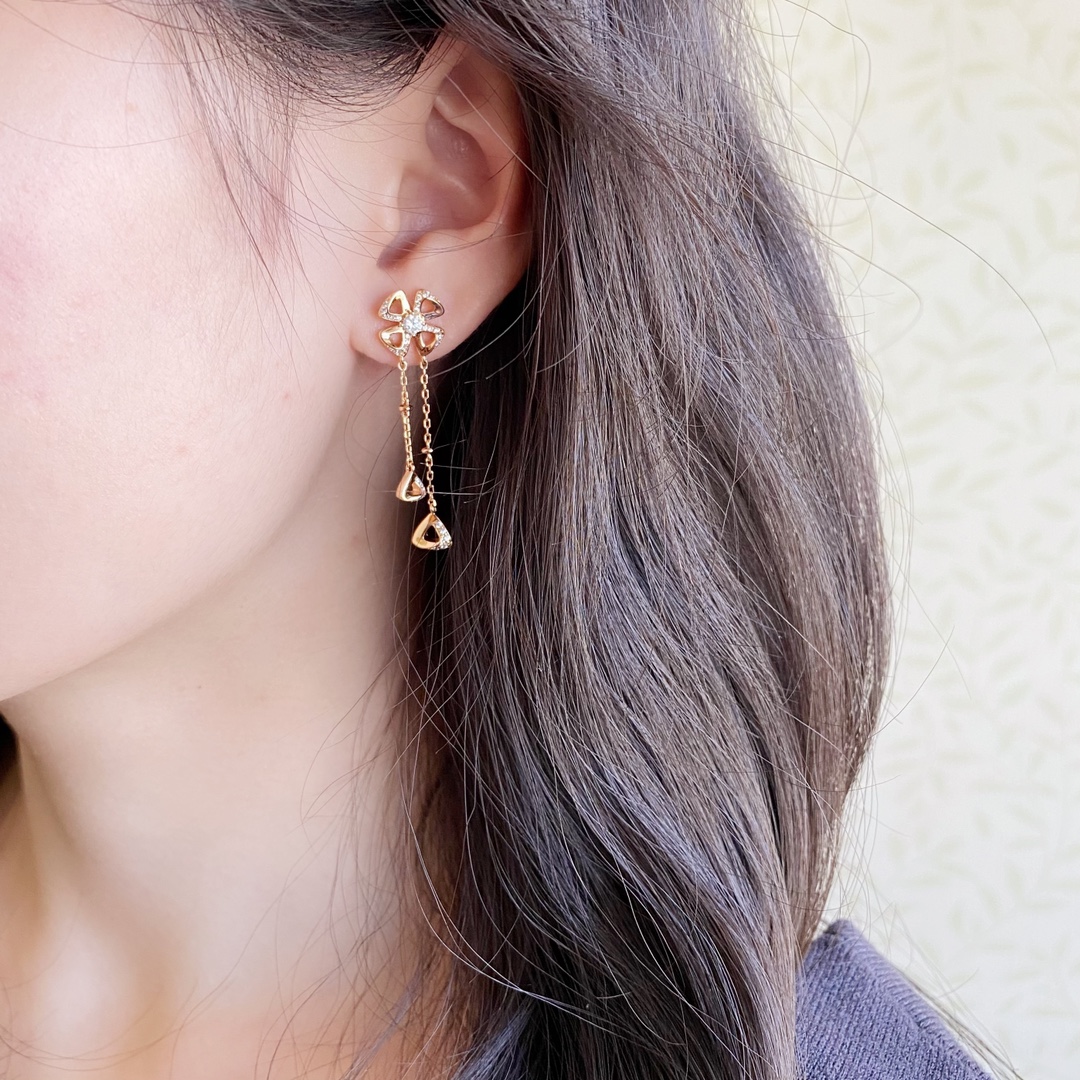 Bvlgari Le Gemme Tassel Earrings Rose Gold