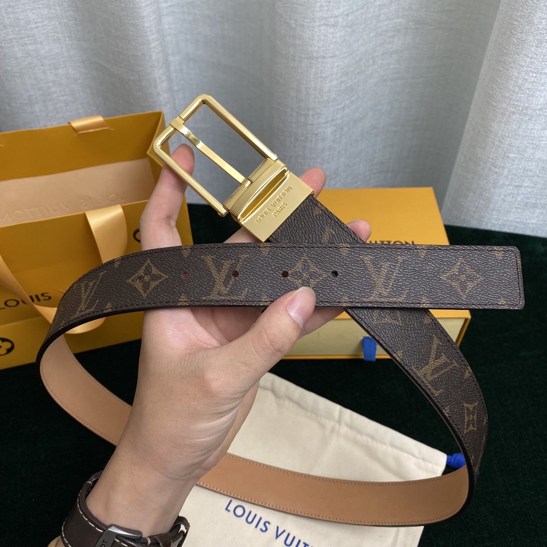 Louis Vuitton Belts Black Women Calfskin Canvas Cowhide