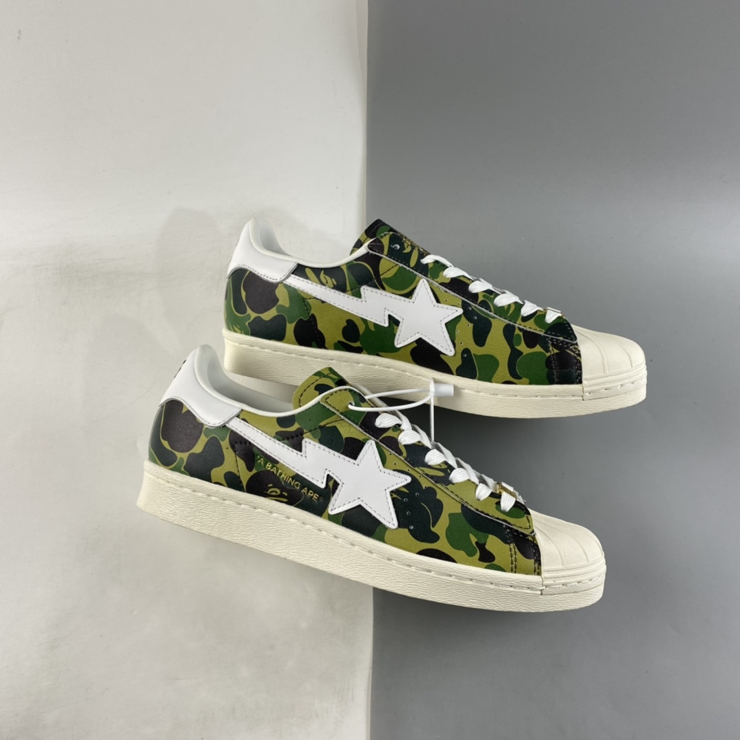 P220  BAPE x Adidas Superstar 80s 阿迪达斯猿人联名贝壳头全头层休闲板鞋 GZ8981