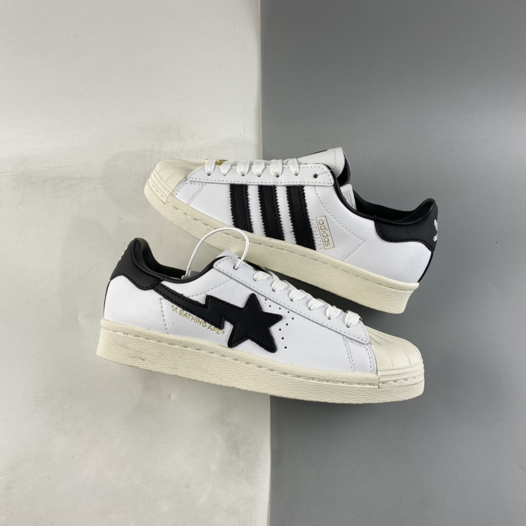 P220  BAPE x Adidas Superstar 80s 阿迪达斯猿人联名贝壳头全头层休闲板鞋 GZ8980
