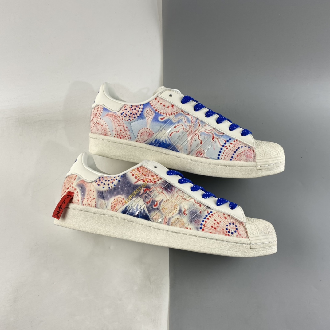P220  Adidas Superstar SST Stmos 联名款浮世绘涂鸦贝壳头全头层休闲板鞋 GX7791
