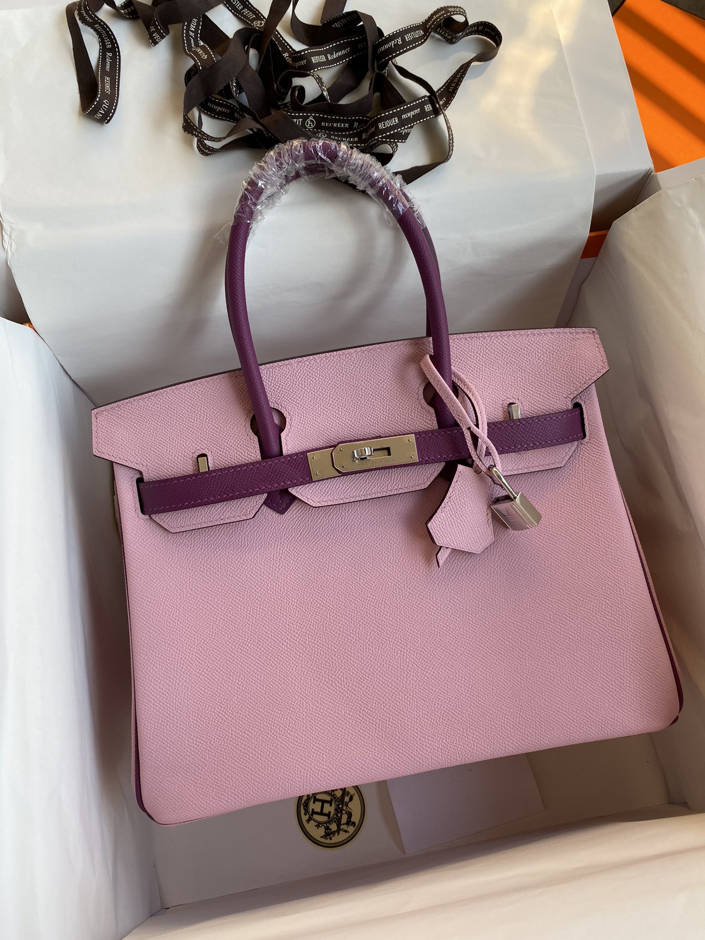Hermes Birkin Bags Handbags Anemone Purple Silver Hardware Epsom