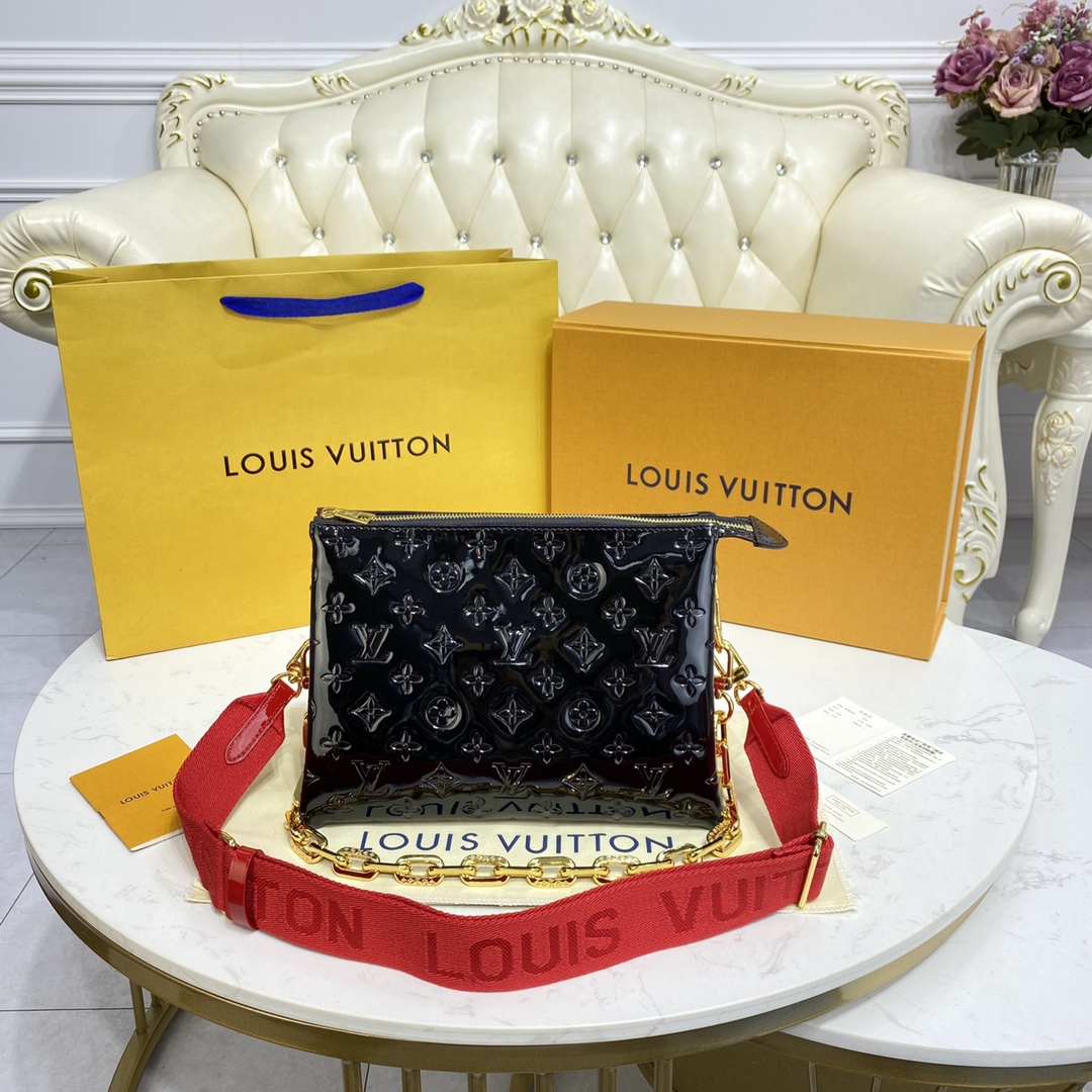 Louis Vuitton LV Coussin Bags Handbags Black Green Patent Leather Sheepskin Spring/Summer Collection Baguette