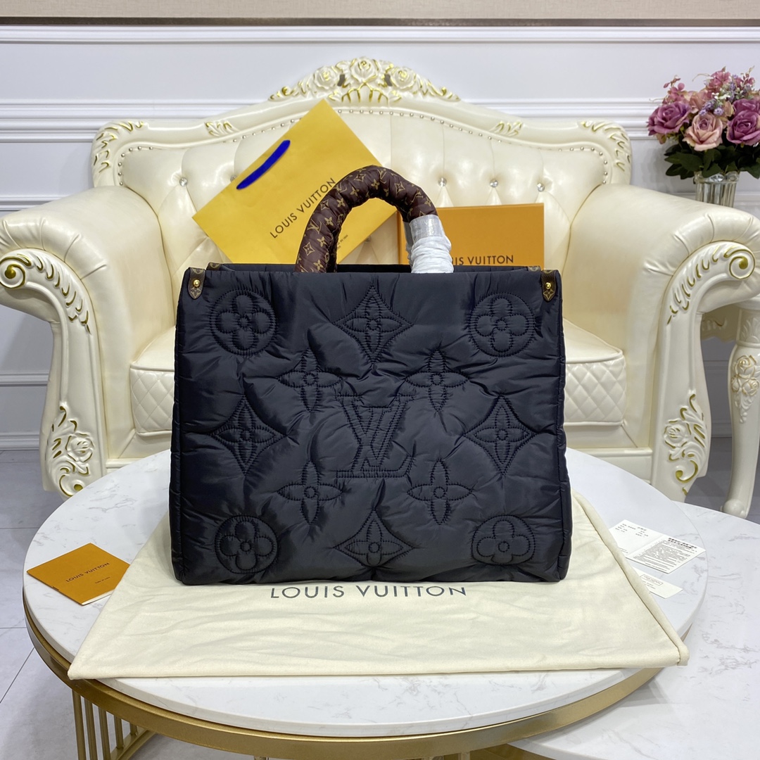 Louis Vuitton LV Onthego Bags Handbags Apricot Color Black Embroidery m59005