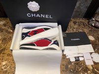Chanel Shoes Sneakers Blue Red Sweatpants