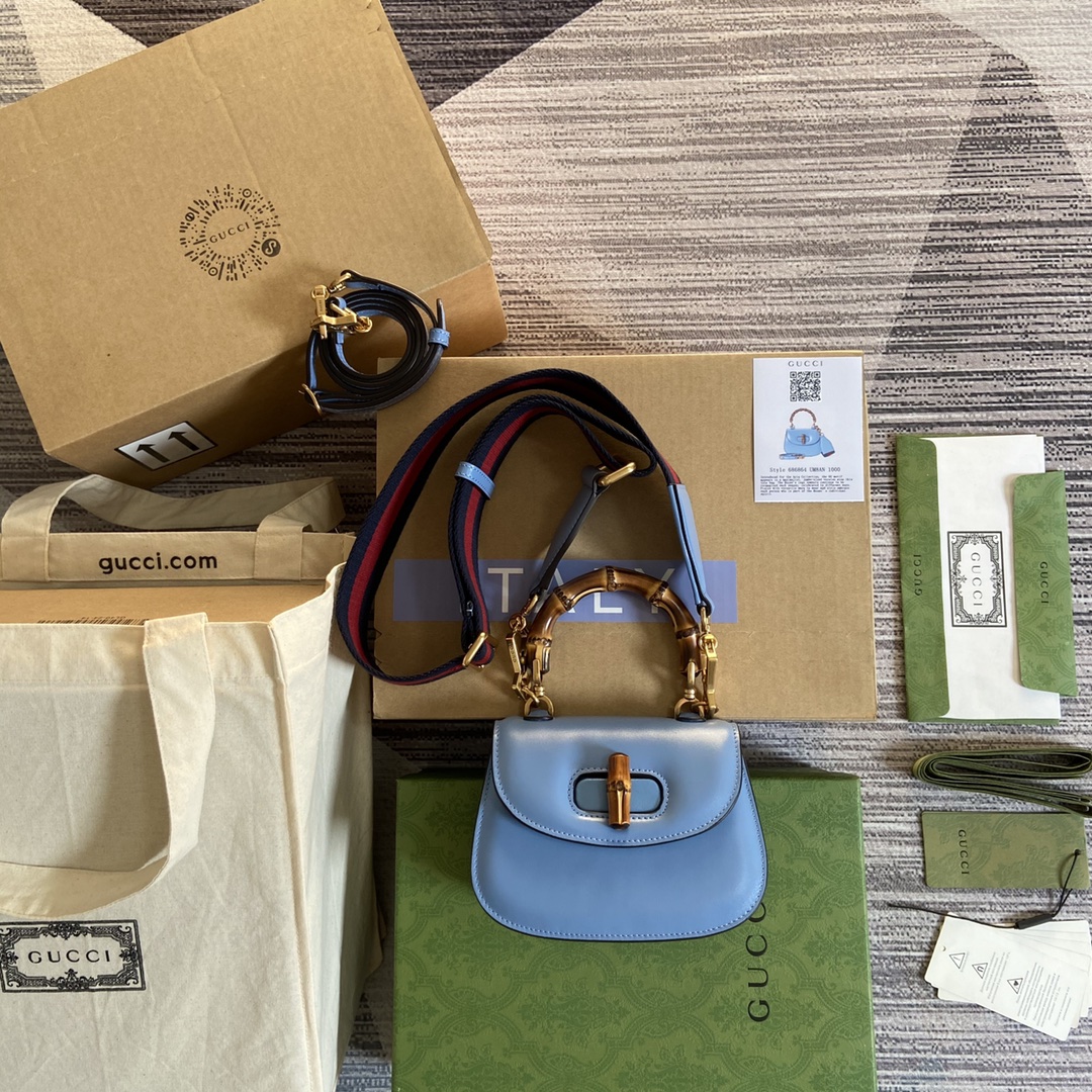 GUCCI Bamboo Mini Handbag Leather Web Strap