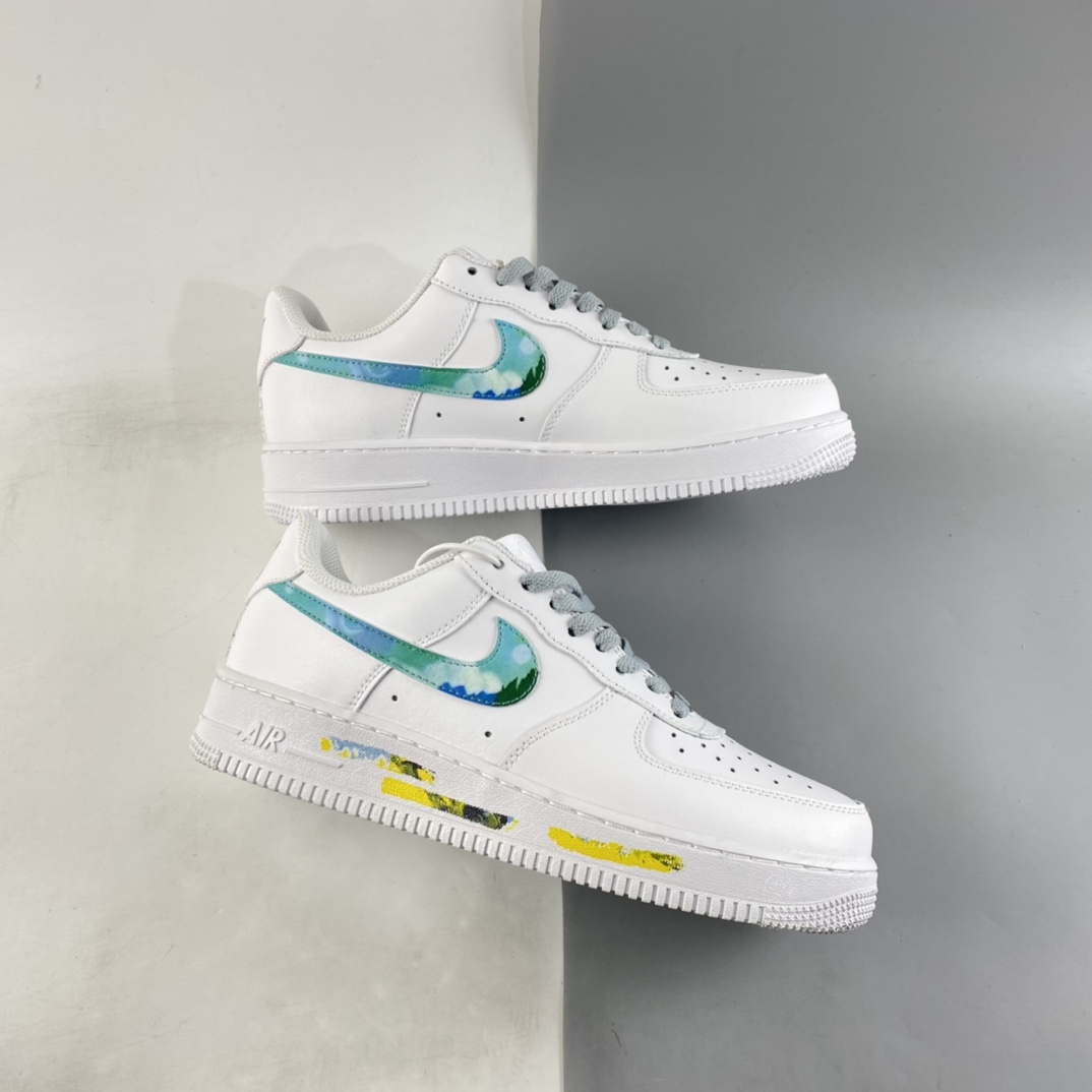 P200  NIKE Air Force 1’07 Lx 彩绘涂鸦空军一号白绿配色低帮板鞋 314192-117