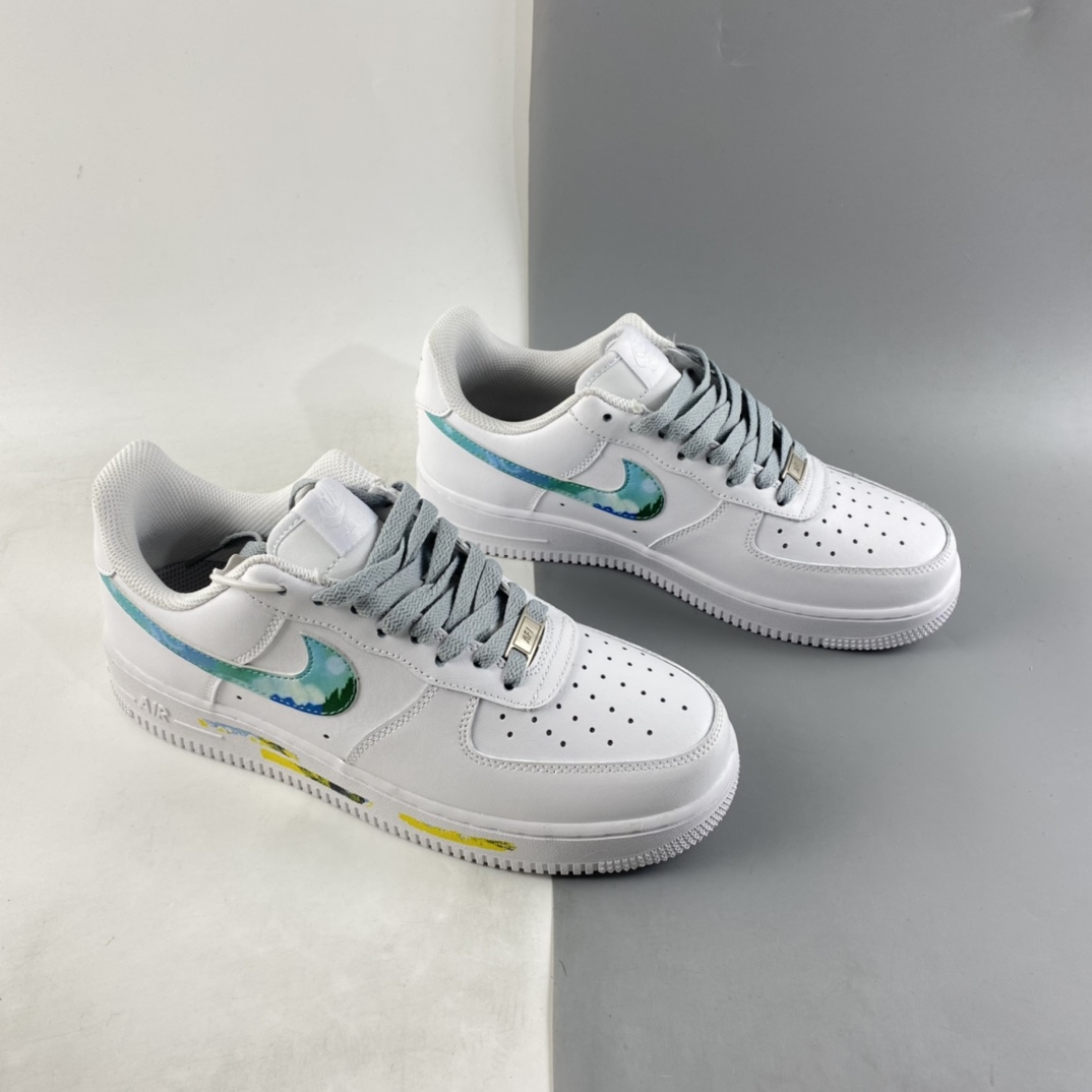 P200  NIKE Air Force 1’07 Lx 彩绘涂鸦空军一号白绿配色低帮板鞋 314192-117