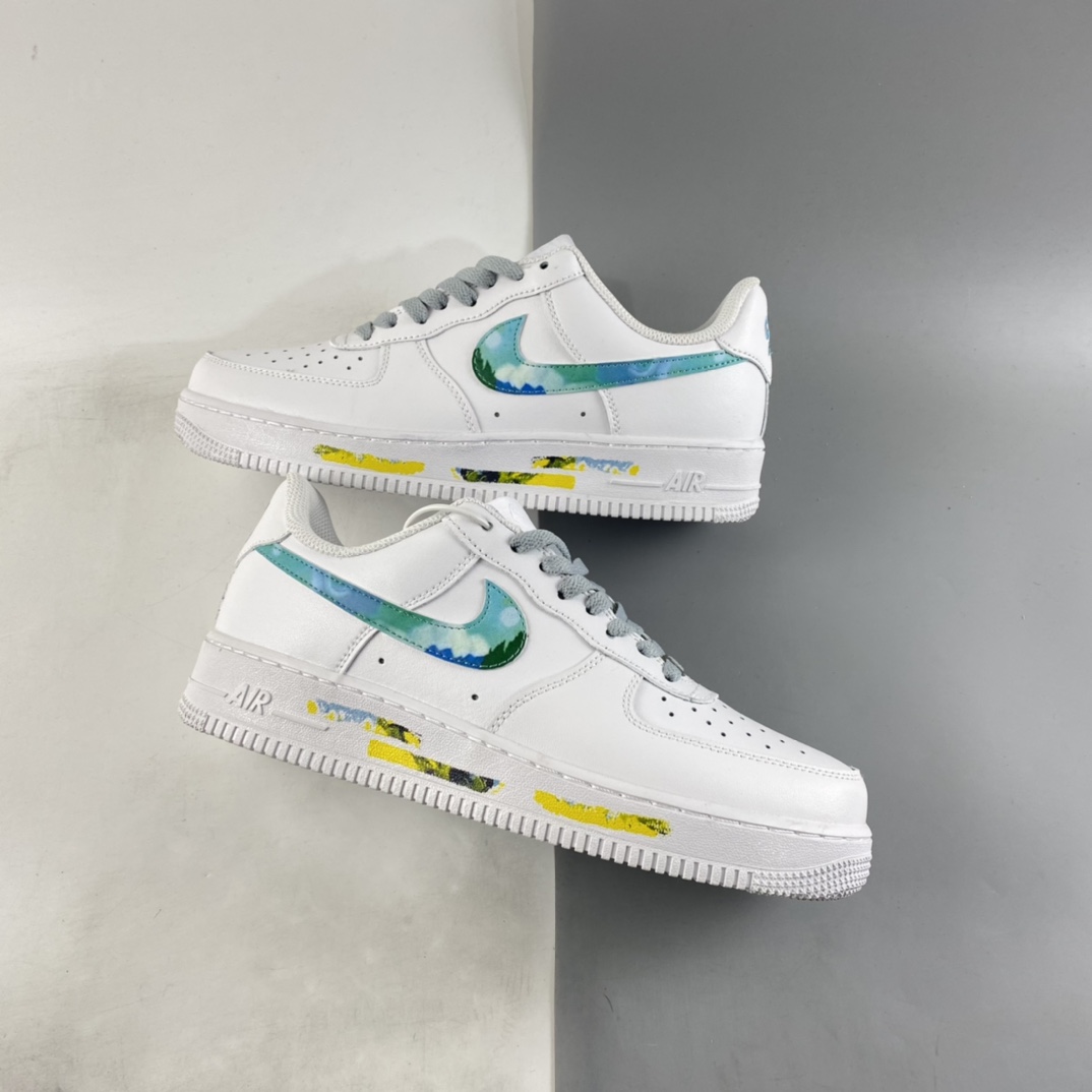 P200  NIKE Air Force 1’07 Lx 彩绘涂鸦空军一号白绿配色低帮板鞋 314192-117