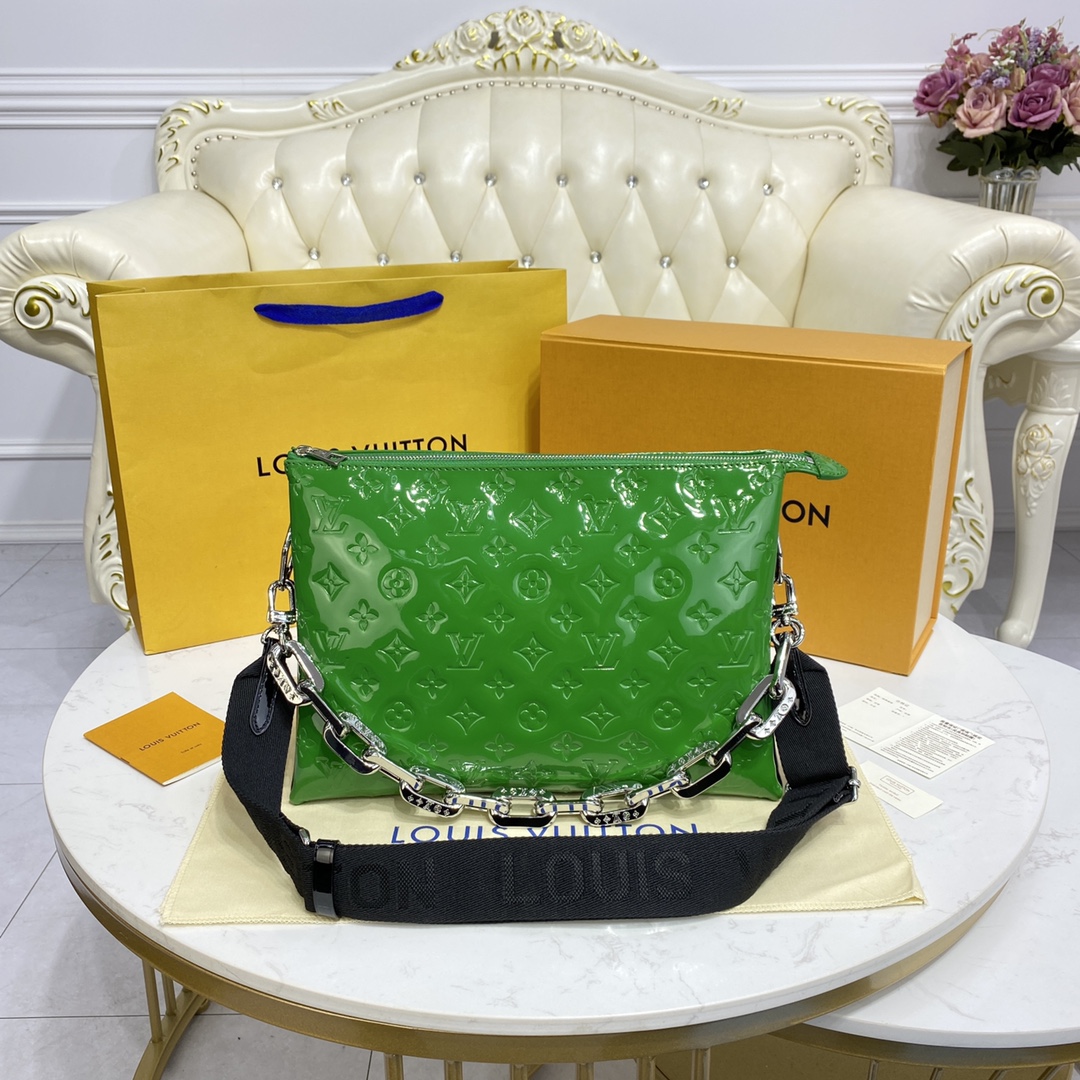 Louis Vuitton LV Coussin Bags Handbags Black Green Patent Leather Sheepskin Spring/Summer Collection Baguette