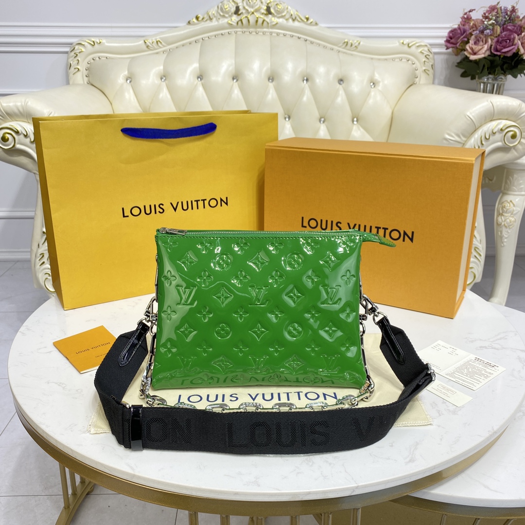 Louis Vuitton LV Coussin Bags Handbags Black Green Patent Leather Sheepskin Spring/Summer Collection Baguette