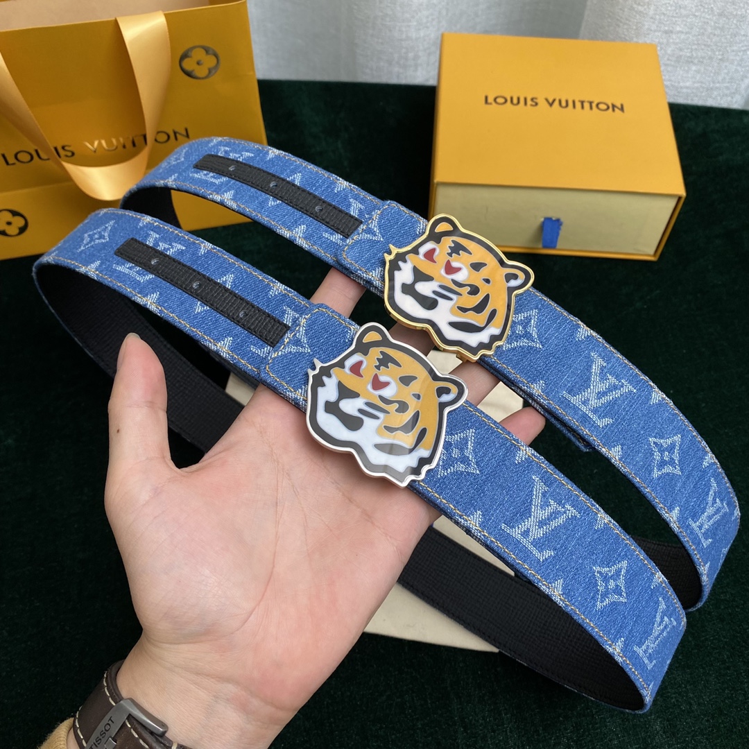 AAA Replica Designer
 Louis Vuitton Belts Calfskin Cowhide Denim Spring Collection