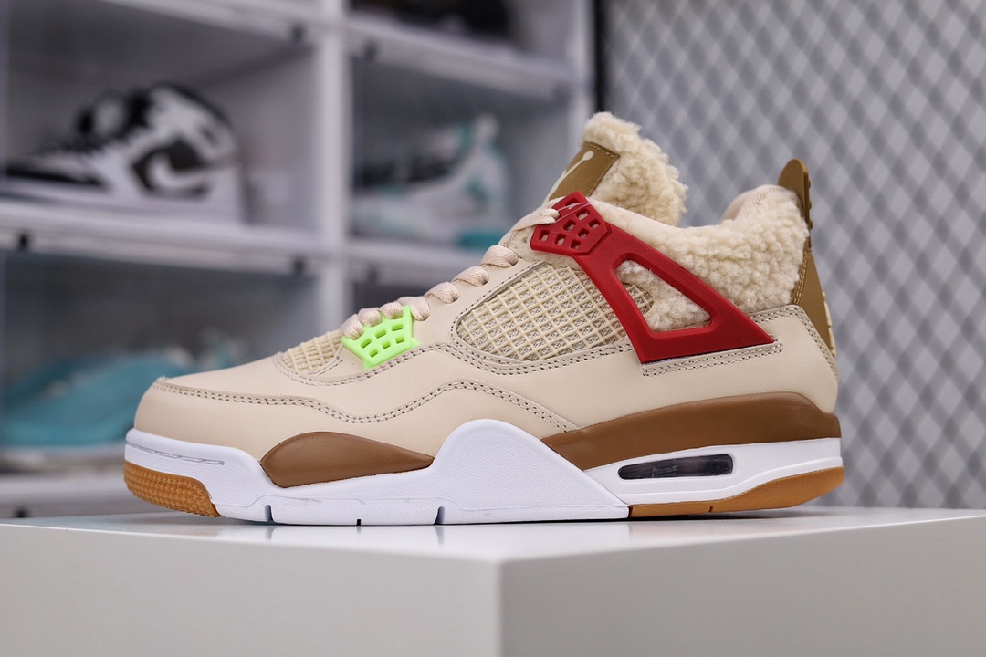 I0 纯原版本Air Jordan 4 Retro OG “卡其色” 羊绒AJ4 乔4 正确鞋舌立体高频 原厂数据 2021最新原厂底模 原厂纸板 原盒原包装 对照正确色卡采购