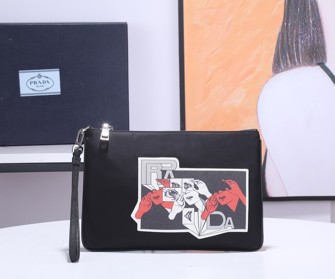 Prada 配 盒子新款首发 Pra最新款尼龙手拿包