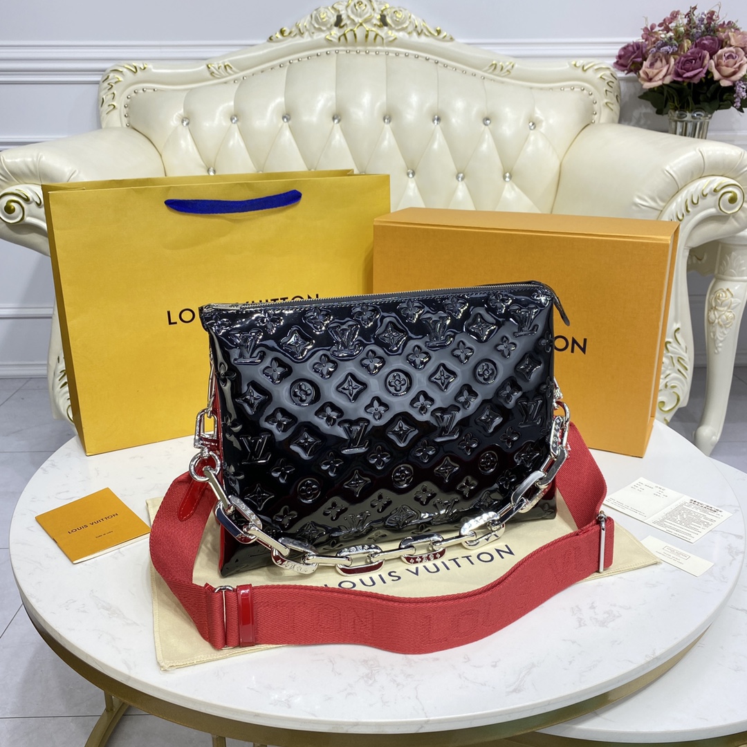 Shop Designer Replica
 Louis Vuitton LV Coussin Bags Handbags High Quality Designer
 Black Green Patent Leather Sheepskin Spring/Summer Collection Baguette