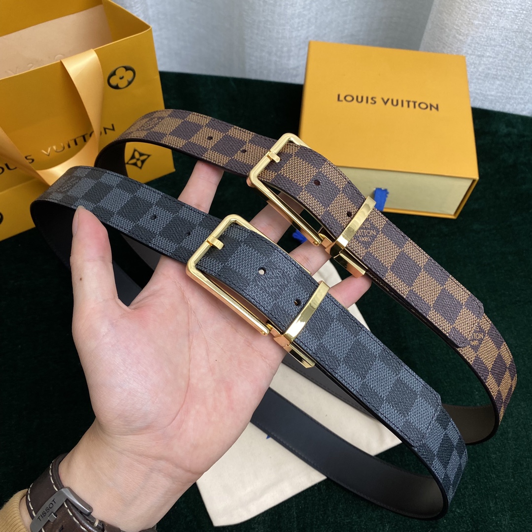 Louis Vuitton Belts Black Women Calfskin Canvas Cowhide