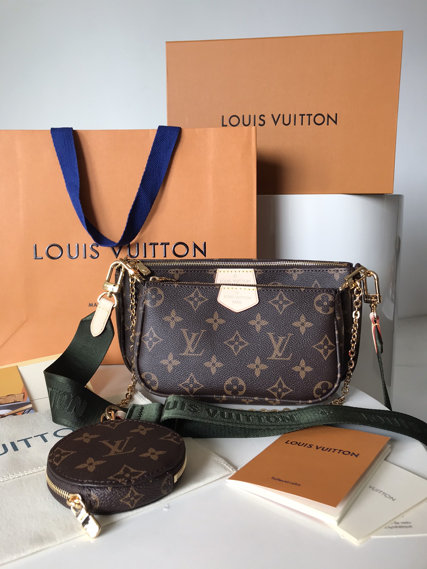 Louis Vuitton Bags Handbags Gold Monogram Canvas Pochette Chains M44813