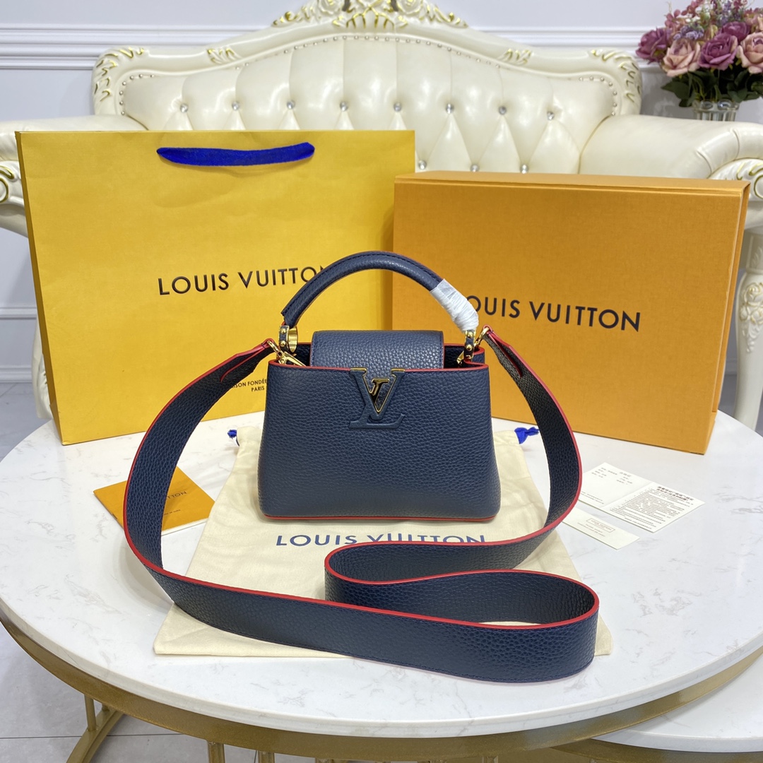 Louis Vuitton LV Capucines Bags Handbags Blue Dark Taurillon Snake Skin M55985