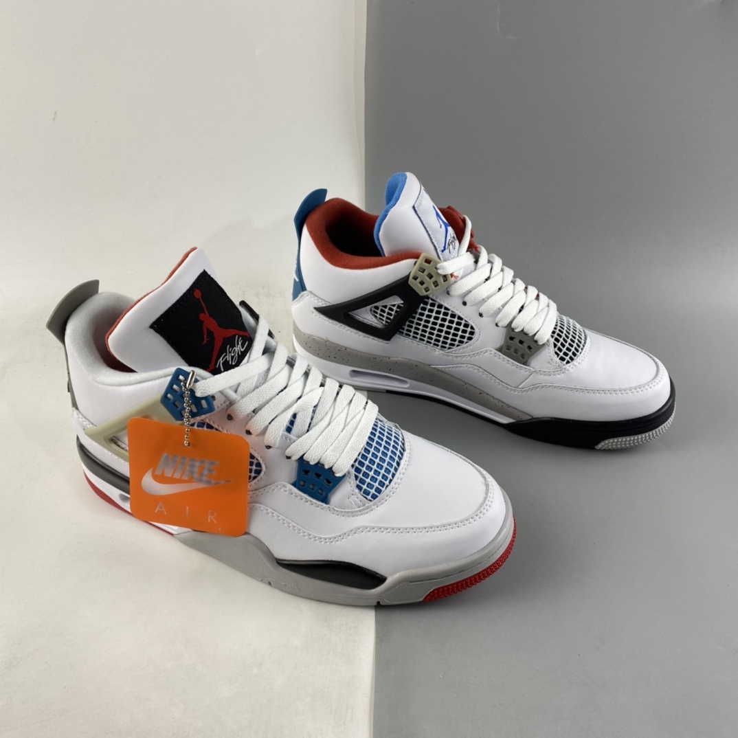 P240  Air Jordan 4 Tattoo“What The”AJ4 乔4白蓝 篮球鞋 CI1184-146