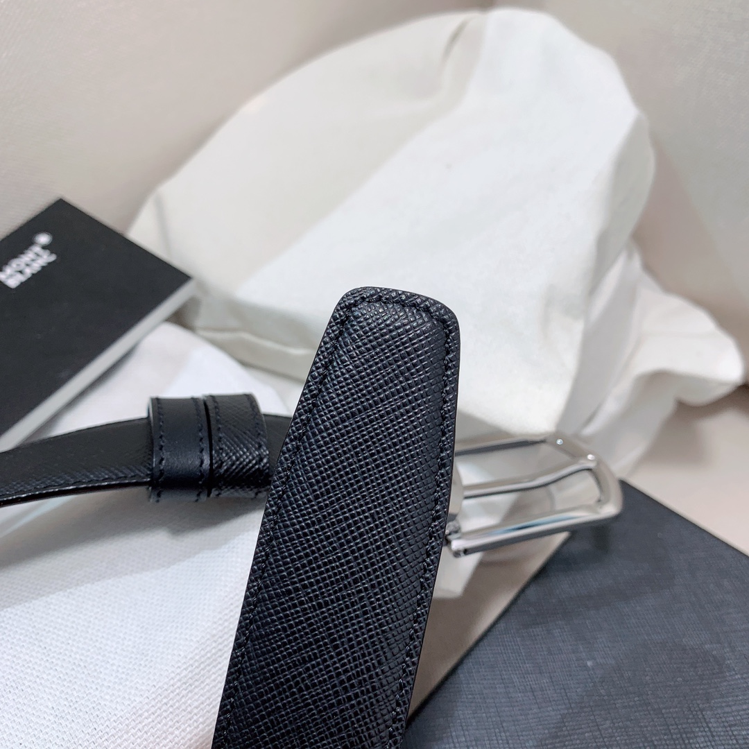 代购级专柜品质Montblanc万宝龙宽3.0cm进口双面牛皮百分百专柜纯铜扣一带两用时尚大气成功男士的