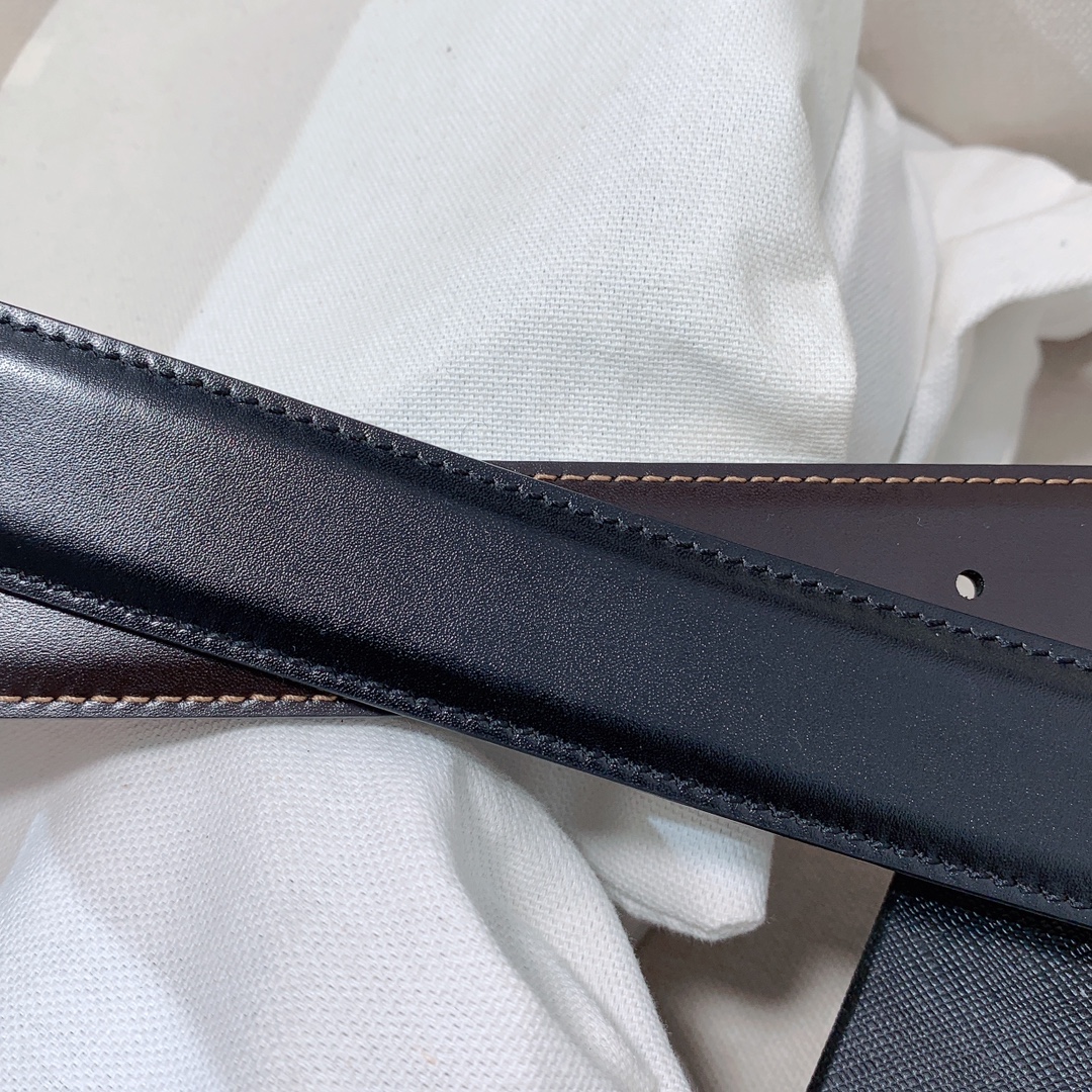 代购级专柜品质Montblanc万宝龙宽3.0cm进口双面牛皮百分百专柜纯铜扣一带两用时尚大气成功男士的