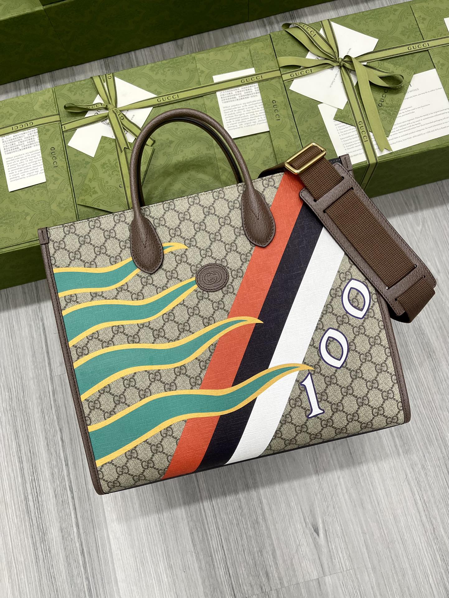 GUCCI 100th Anniversary Edition GG Supreme Canvas Large Tote Bag