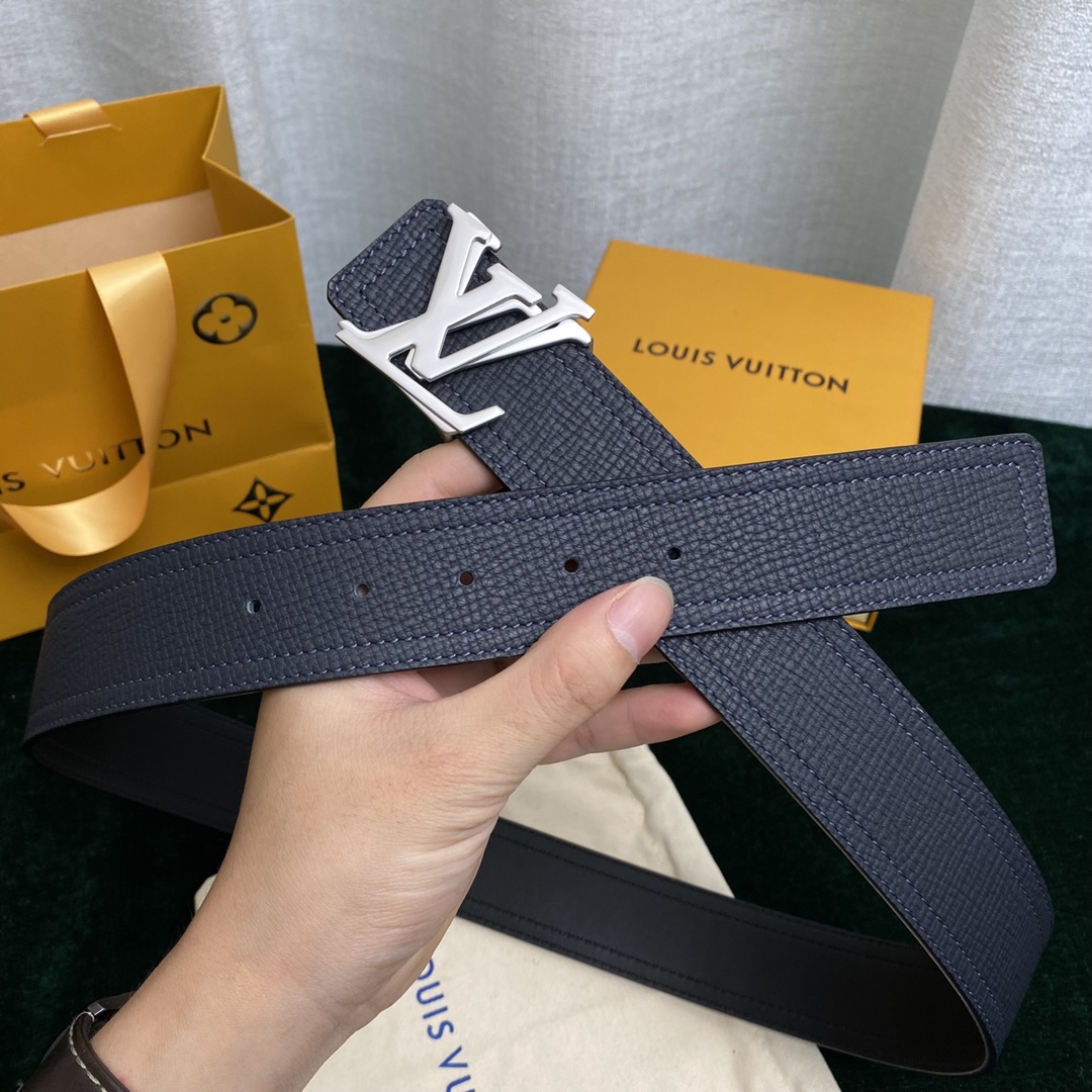 Louis Vuitton Belts Black Chocolate color Gold Calfskin Cowhide