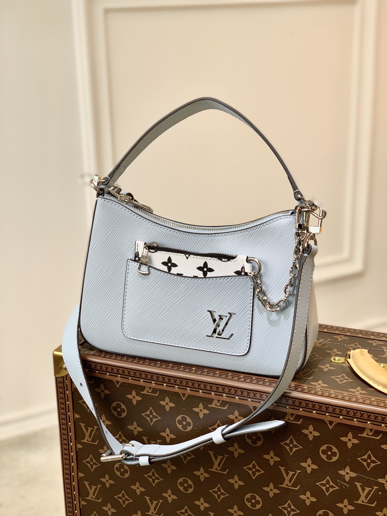 Online Sale
 Louis Vuitton LV Marelle Bags Handbags Blue Light Epi Canvas Chains M80688