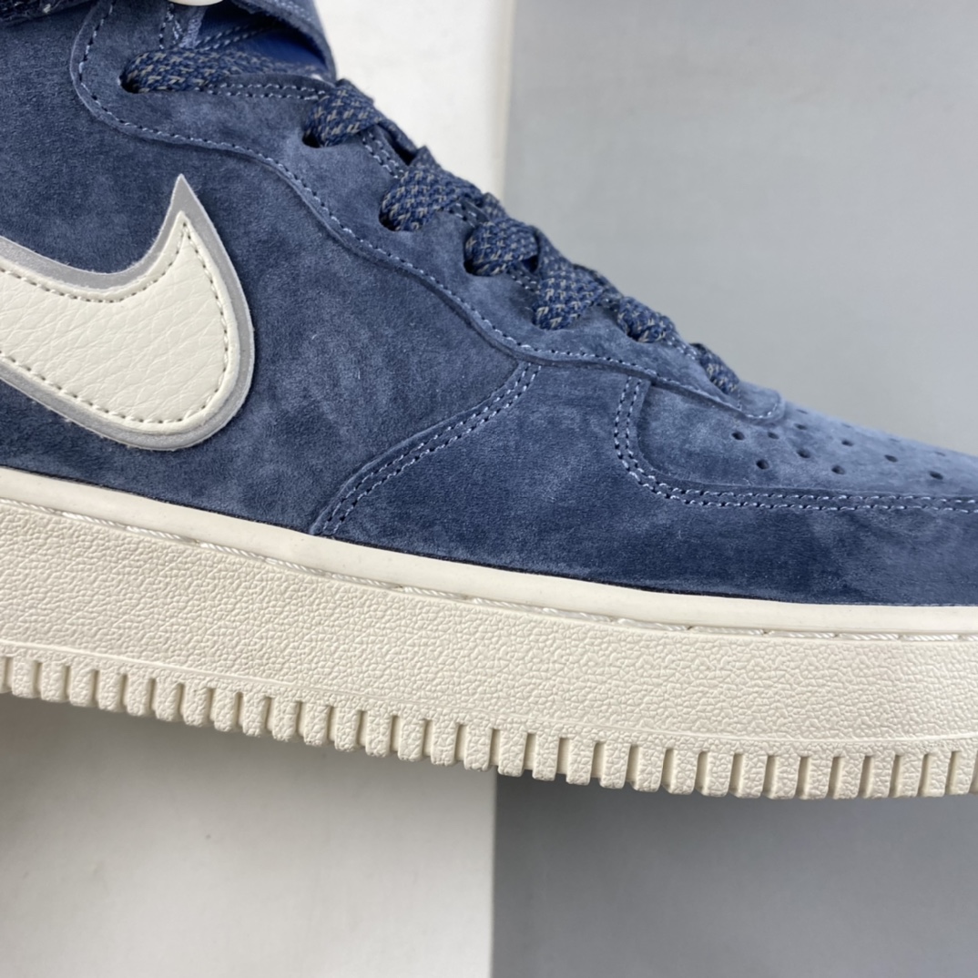 P260  NIKE Air Force 1’07 Mid 深蓝麂皮 空军一号3M反光中帮休闲板鞋 AA1118-007