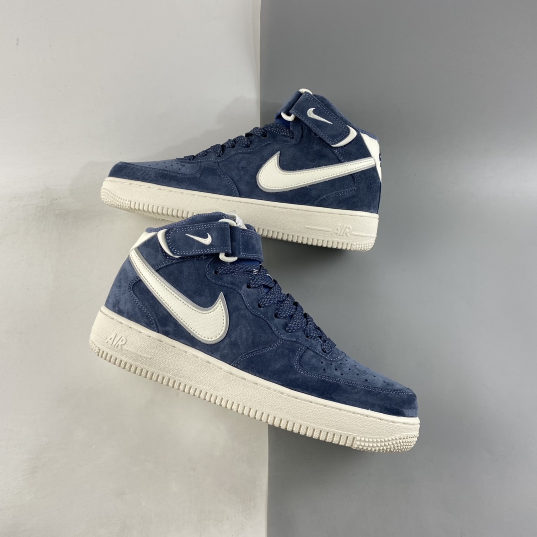 P260  NIKE Air Force 1’07 Mid 深蓝麂皮 空军一号3M反光中帮休闲板鞋 AA1118-007