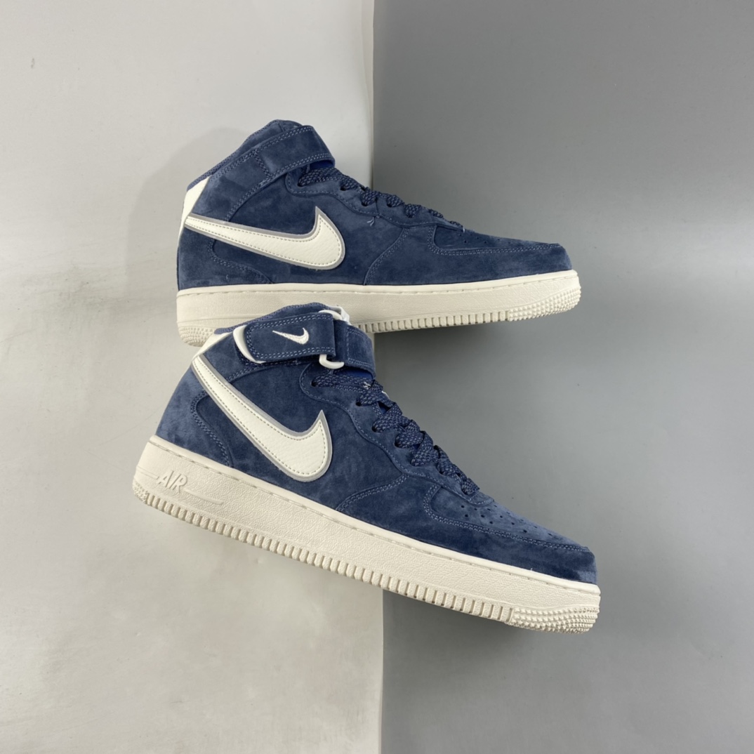 P260  NIKE Air Force 1’07 Mid 深蓝麂皮 空军一号3M反光中帮休闲板鞋 AA1118-007
