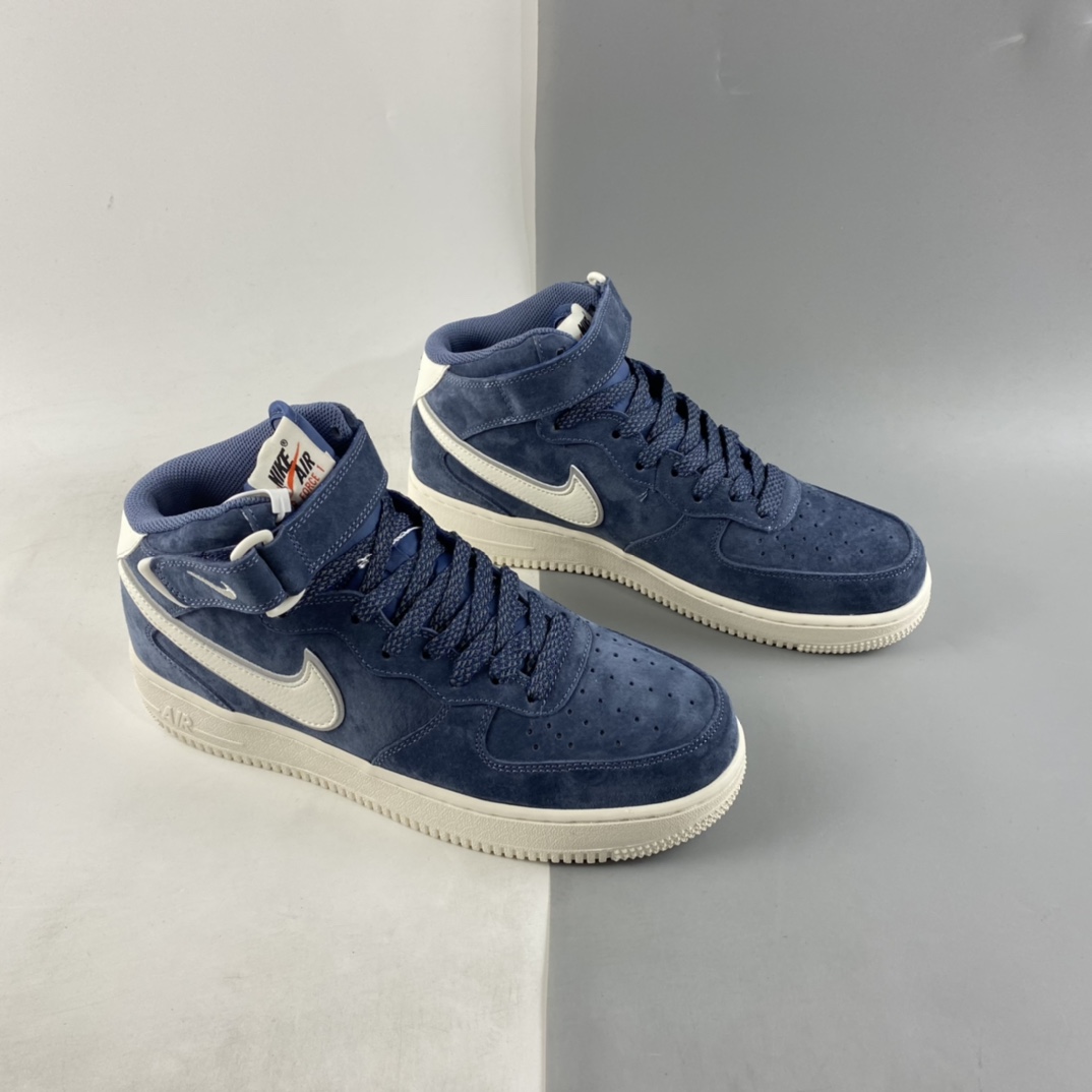 P260  NIKE Air Force 1’07 Mid 深蓝麂皮 空军一号3M反光中帮休闲板鞋 AA1118-007