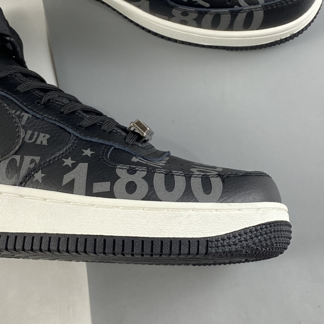 P240  NIKE Air Force 1’07 Premium ”Toll Free” 空军一号氧化做旧黑色高帮休闲板鞋 CU1414-001