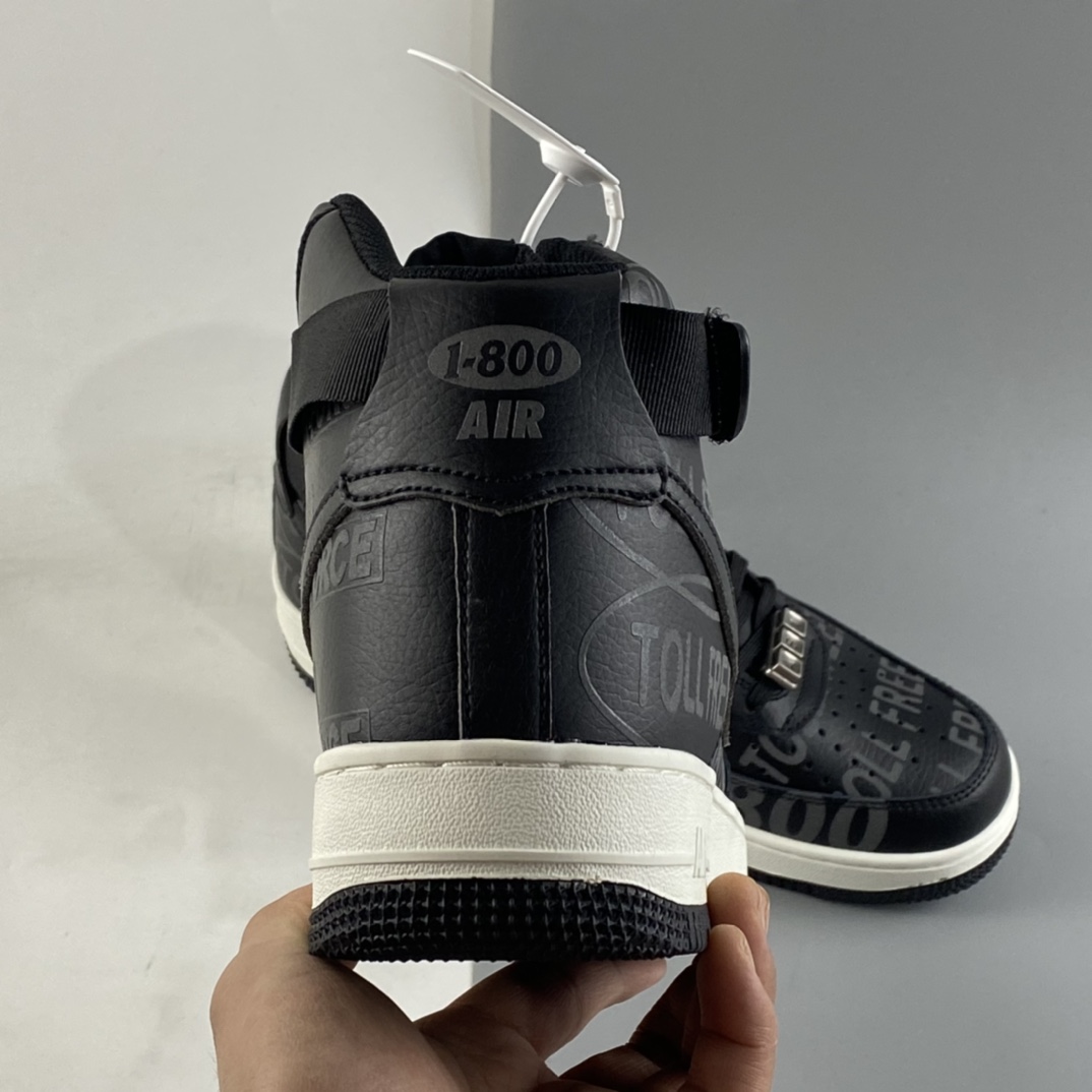 P240  NIKE Air Force 1’07 Premium ”Toll Free” 空军一号氧化做旧黑色高帮休闲板鞋 CU1414-001