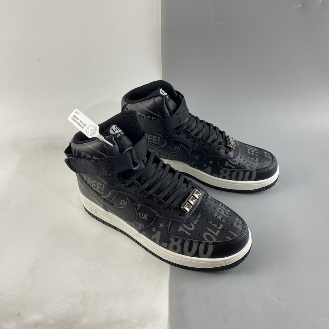 P240  NIKE Air Force 1’07 Premium ”Toll Free” 空军一号氧化做旧黑色高帮休闲板鞋 CU1414-001