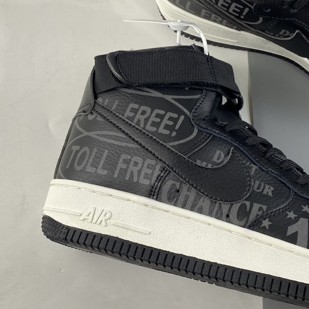 P240  NIKE Air Force 1’07 Premium ”Toll Free” 空军一号氧化做旧黑色高帮休闲板鞋 CU1414-001
