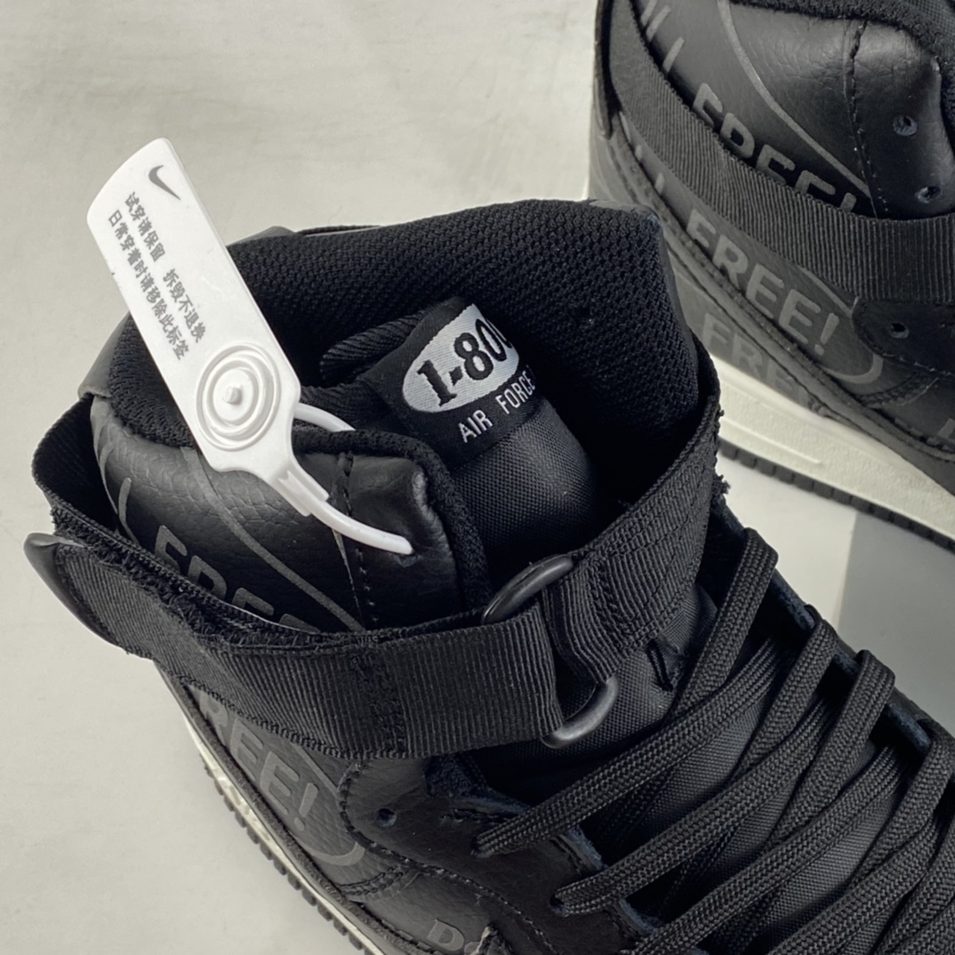 P240  NIKE Air Force 1’07 Premium ”Toll Free” 空军一号氧化做旧黑色高帮休闲板鞋 CU1414-001