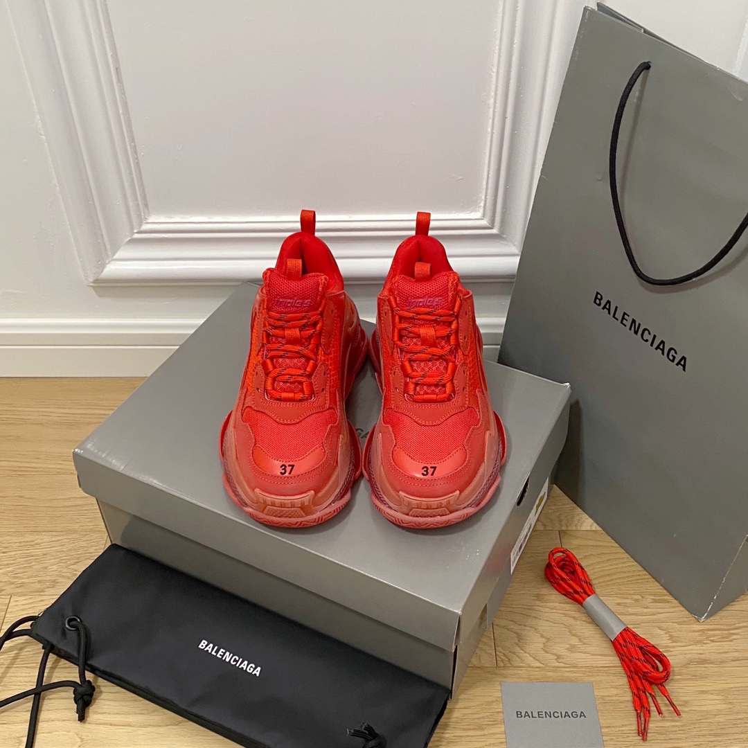 Rojo BALENCIAGA · Balenciaga 2022ss nuevo nuevo color triplica los zapatos de papá con colchón de aire de cristal real …