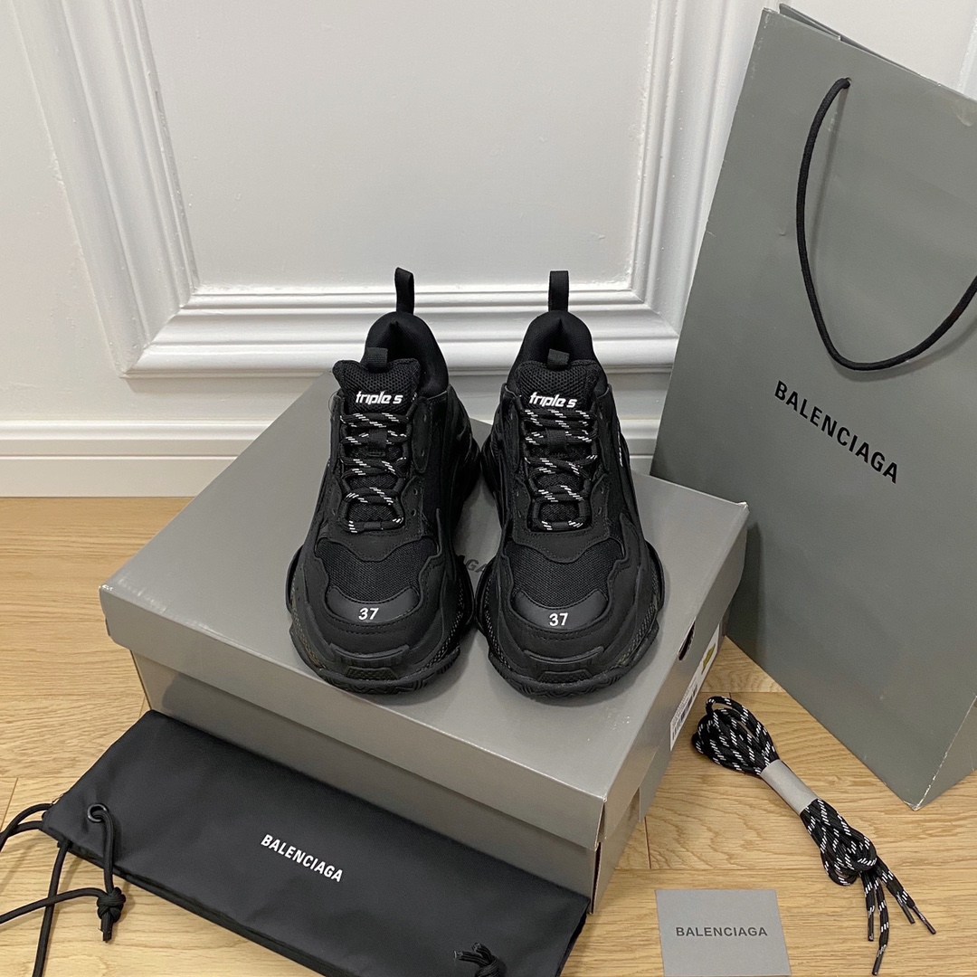 Todo negro BALENCIAGA · Balenciaga 2022ss nuevo nuevo color triplica los zapatos de papá con colchón de aire de cristal…