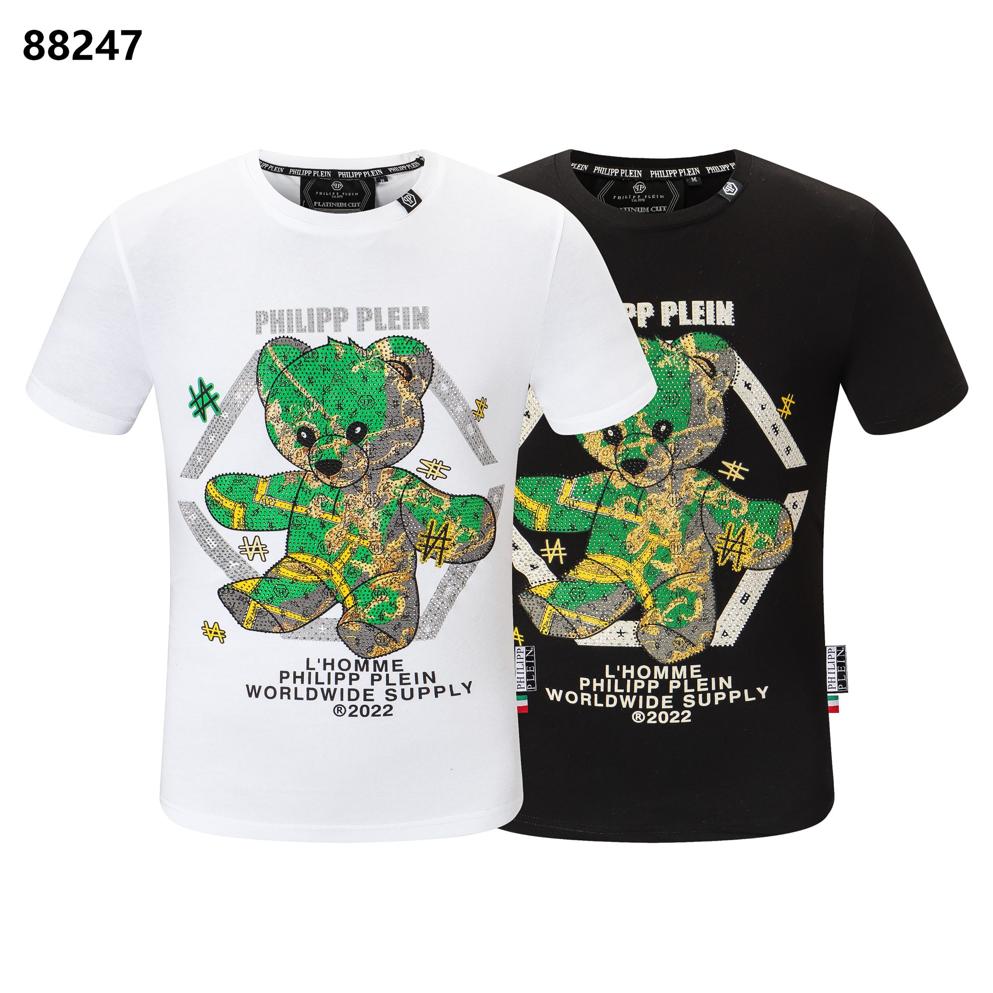 Philipp Plein Buy
 Clothing T-Shirt Black White Men Spring/Summer Collection Short Sleeve